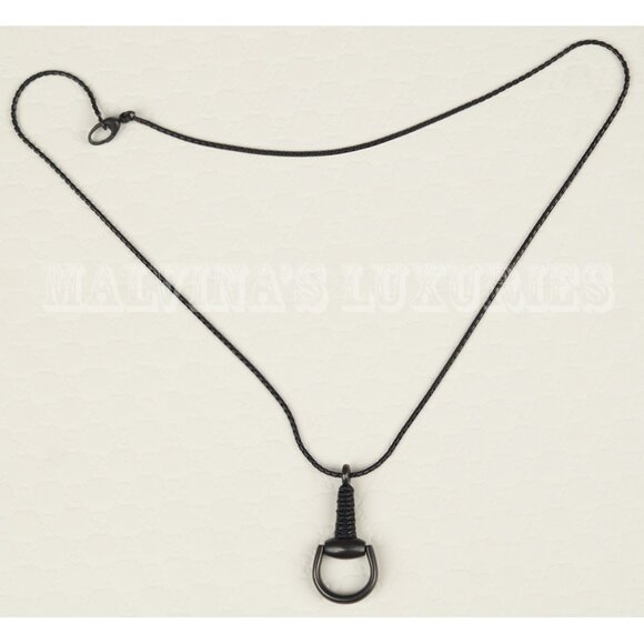 GUCCI NECKLACE HORSEBIT PENDANT .925 STERLING SILVER LEATHER WRAP - Picture 3 of 7